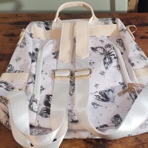 Anti Theft Elegant White and Black Butterfly Print Backpack Casual Pu Soft FP$30
